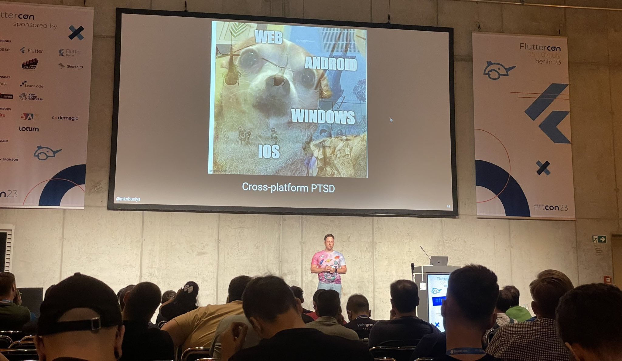 Header image - Me on the Fluttercon 2023 stage